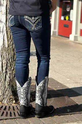 Miss Me Mid Rise "Golden X" Denim Skinny Jean