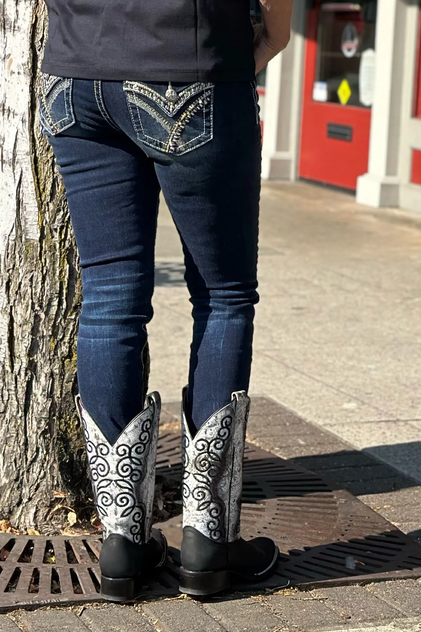 Miss Me Mid Rise "Golden X" Denim Skinny Jean