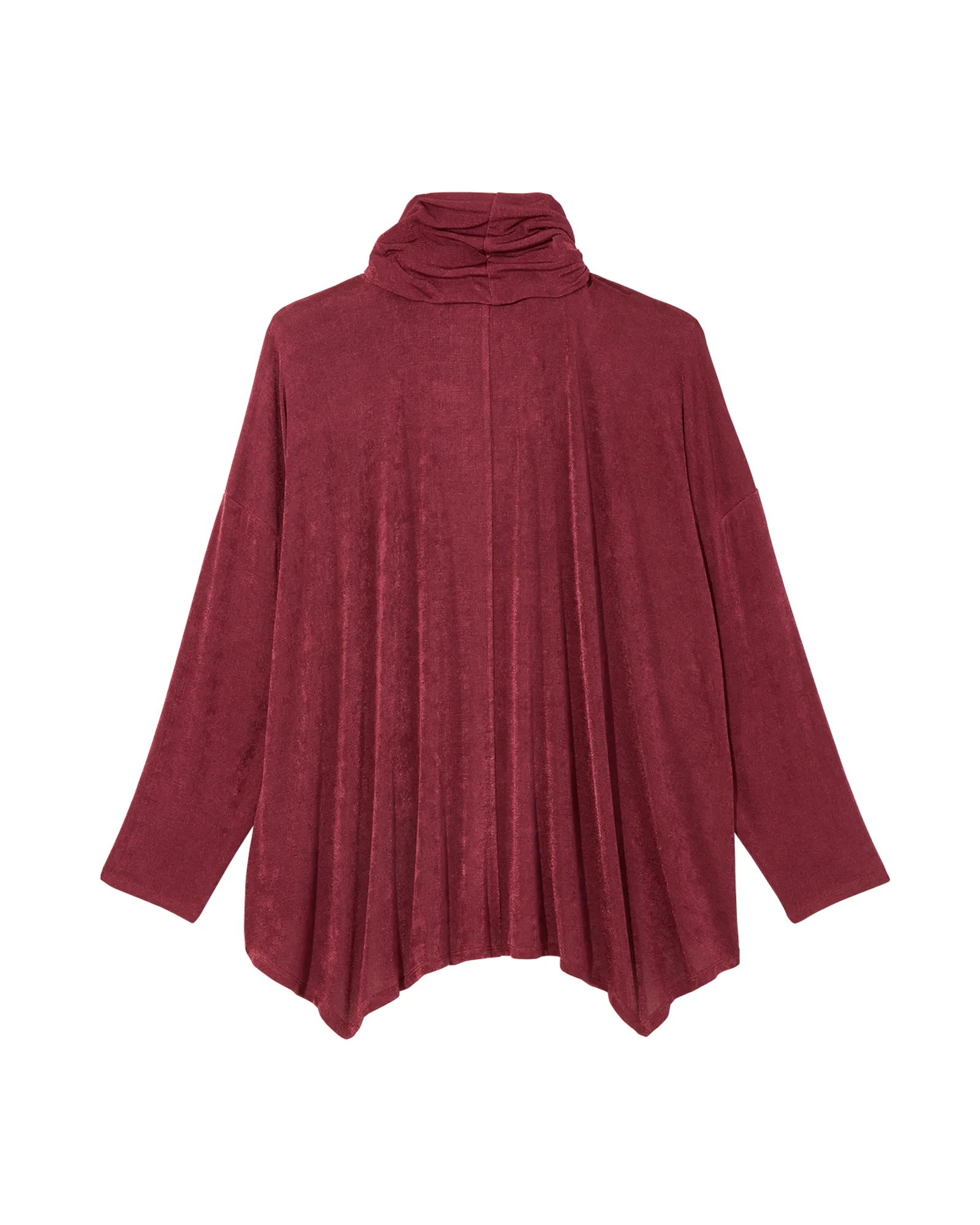 Noelle Long Sleeve Cowl Neck Slinky Tee | Burgundy