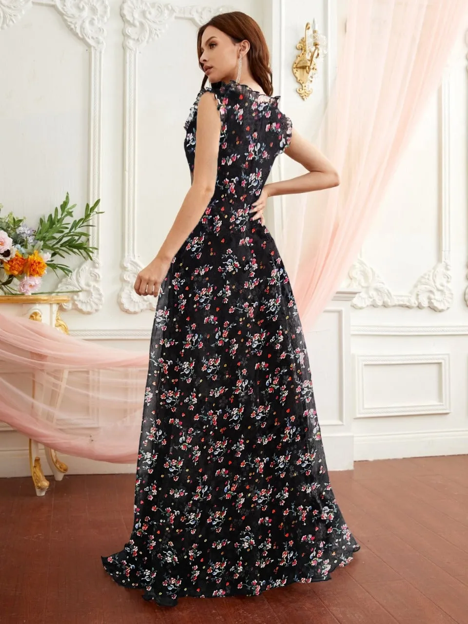 Parien Floral Frill Trim Dress Limited Edition( CLEARANCE SALE