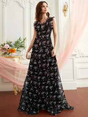 Parien Floral Frill Trim Dress Limited Edition( CLEARANCE SALE