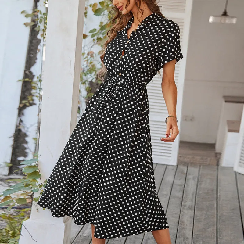 Polka-dot Casual Holiday Midi Dress