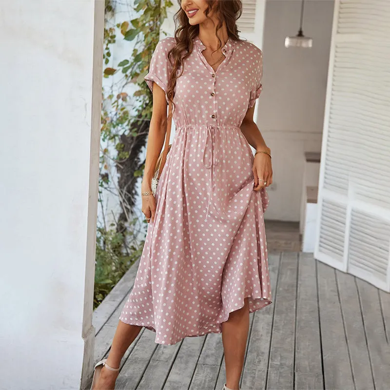 Polka-dot Casual Holiday Midi Dress