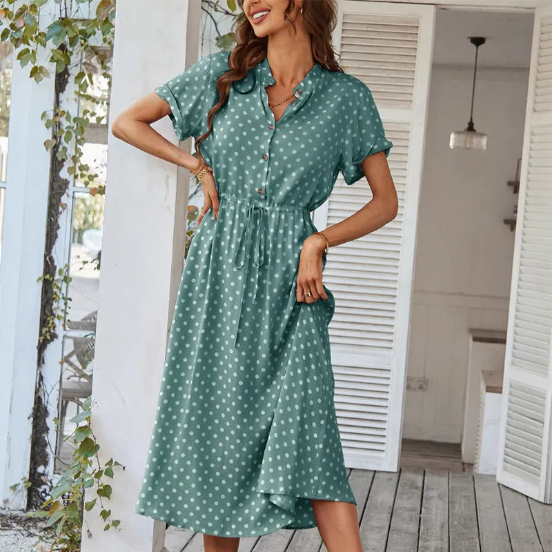 Polka-dot Casual Holiday Midi Dress