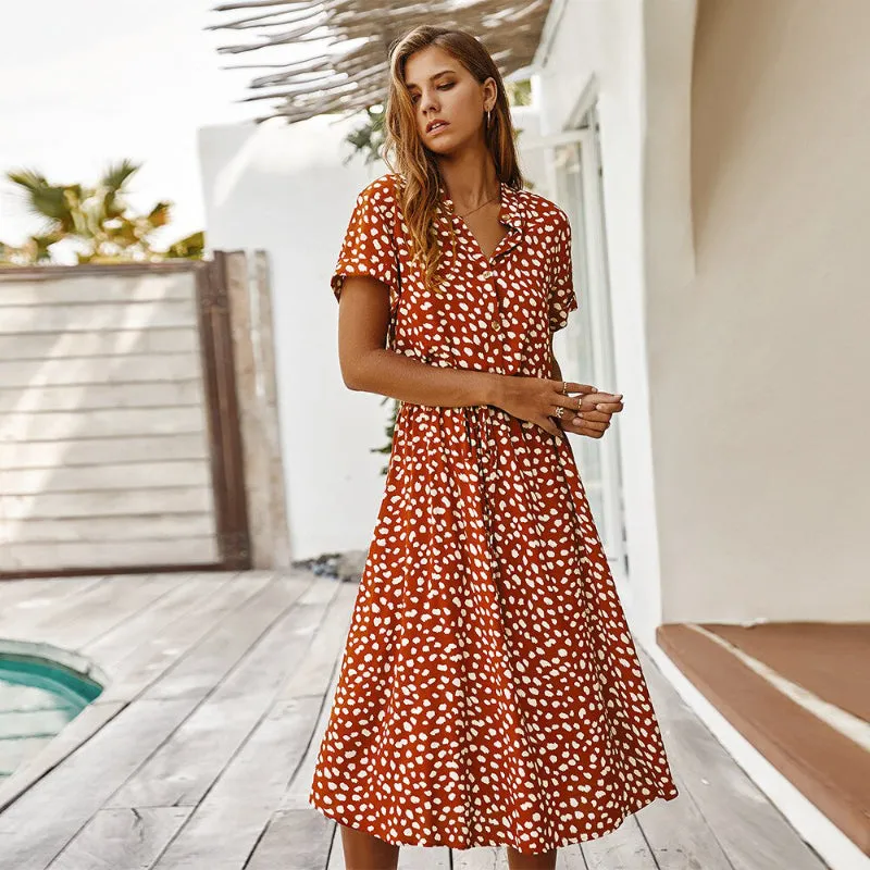 Polka-dot Casual Holiday Midi Dress
