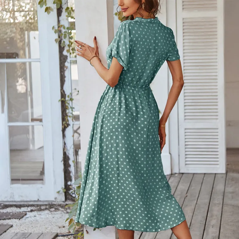 Polka-dot Casual Holiday Midi Dress