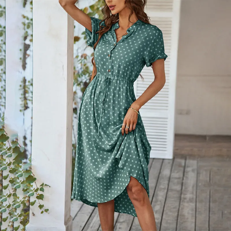 Polka-dot Casual Holiday Midi Dress