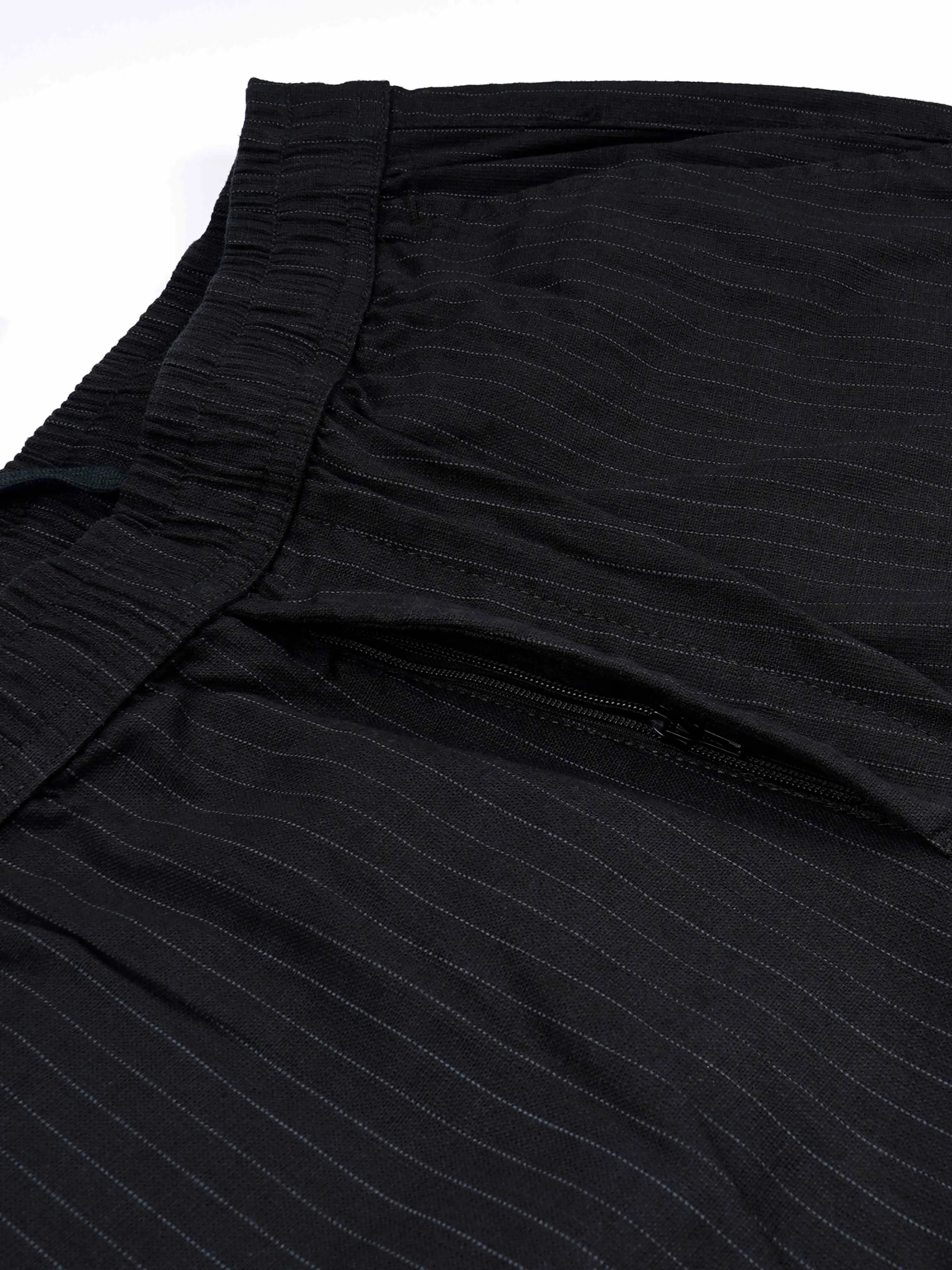 Relaxed Striped Olive Cotton Pants