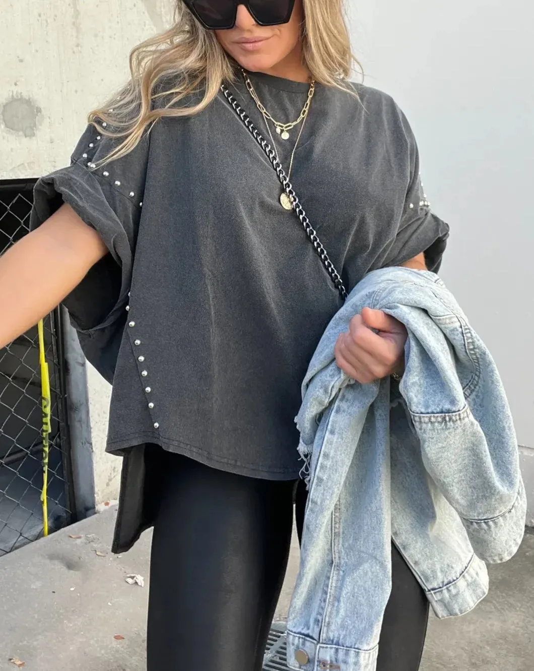Serenity - Studded Oversized Tee