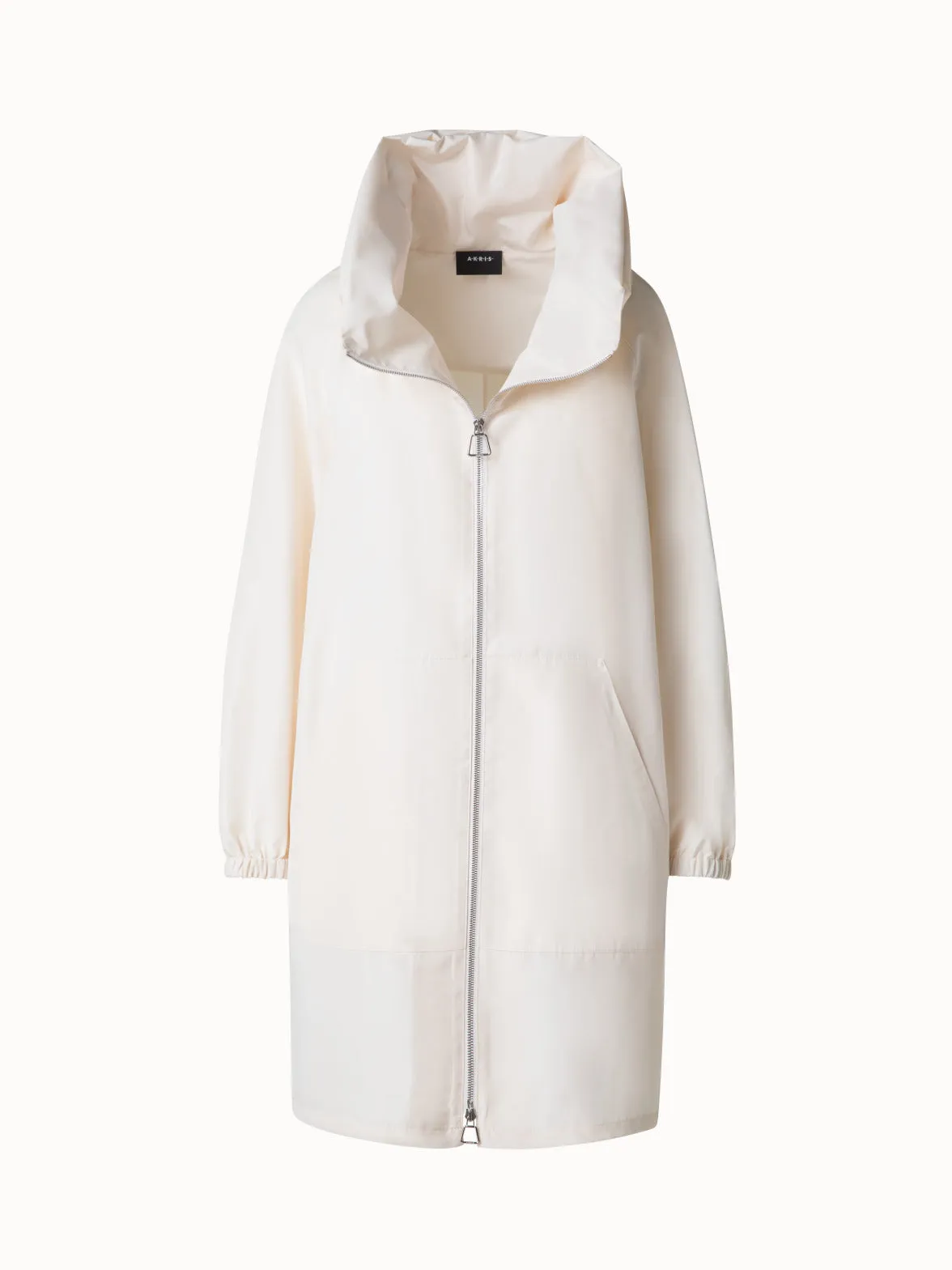 Silk Taffeta Parka with Hood