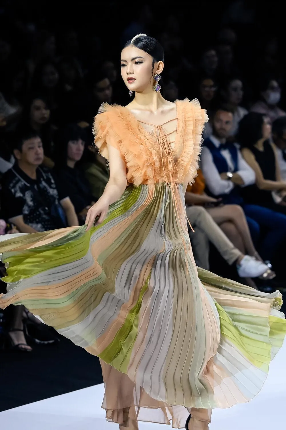 Silvestre Pleated V-Neck Organza Maxi Dress