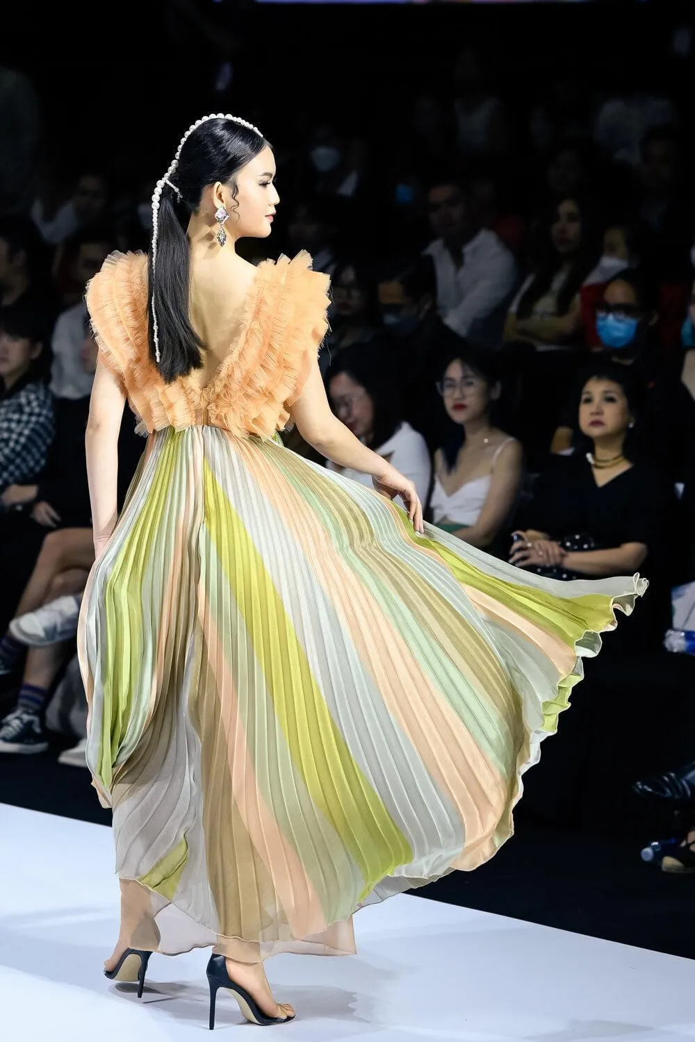 Silvestre Pleated V-Neck Organza Maxi Dress