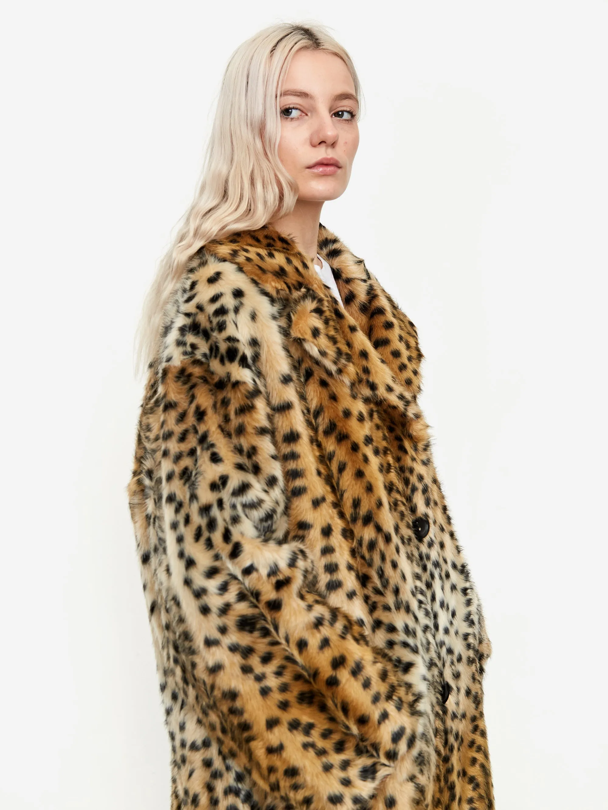 Stand Studio Minna Faux Fur Coat - Lush Leo