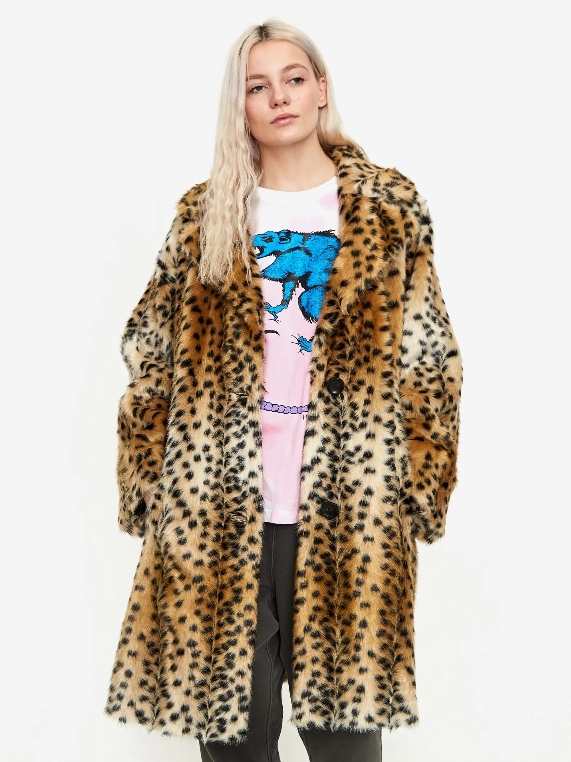 Stand Studio Minna Faux Fur Coat - Lush Leo