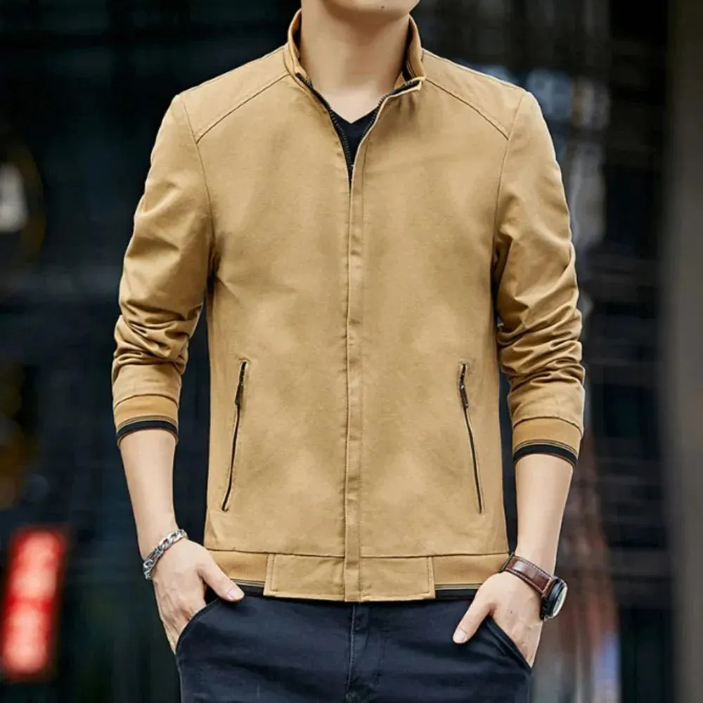 Stylish Zip-Up Collar Jacket