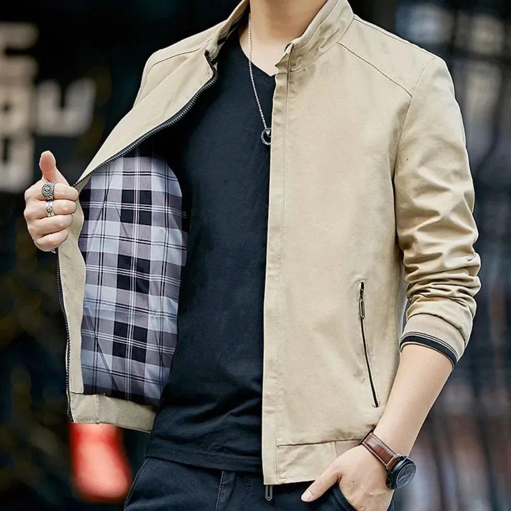 Stylish Zip-Up Collar Jacket