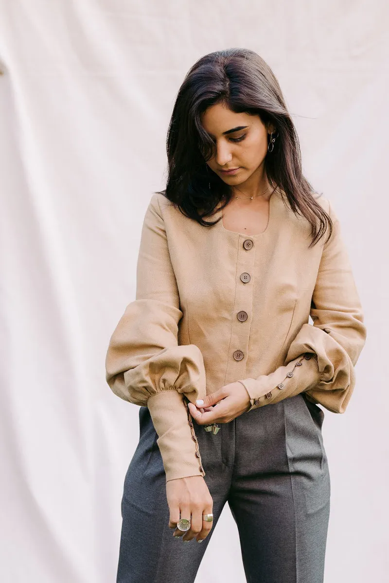 The Mona Crop Blouse Camel