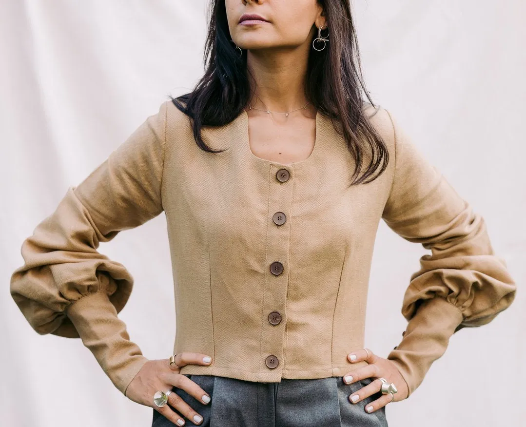 The Mona Crop Blouse Camel