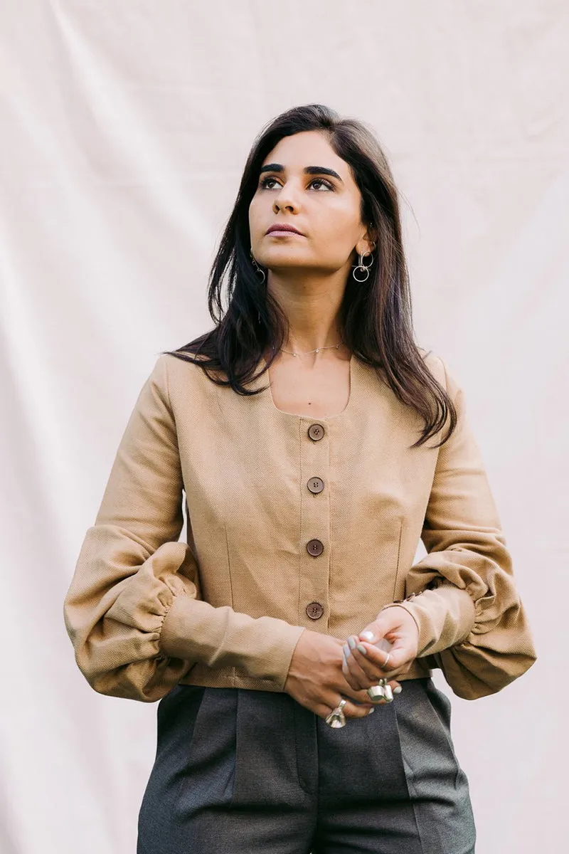 The Mona Crop Blouse Camel