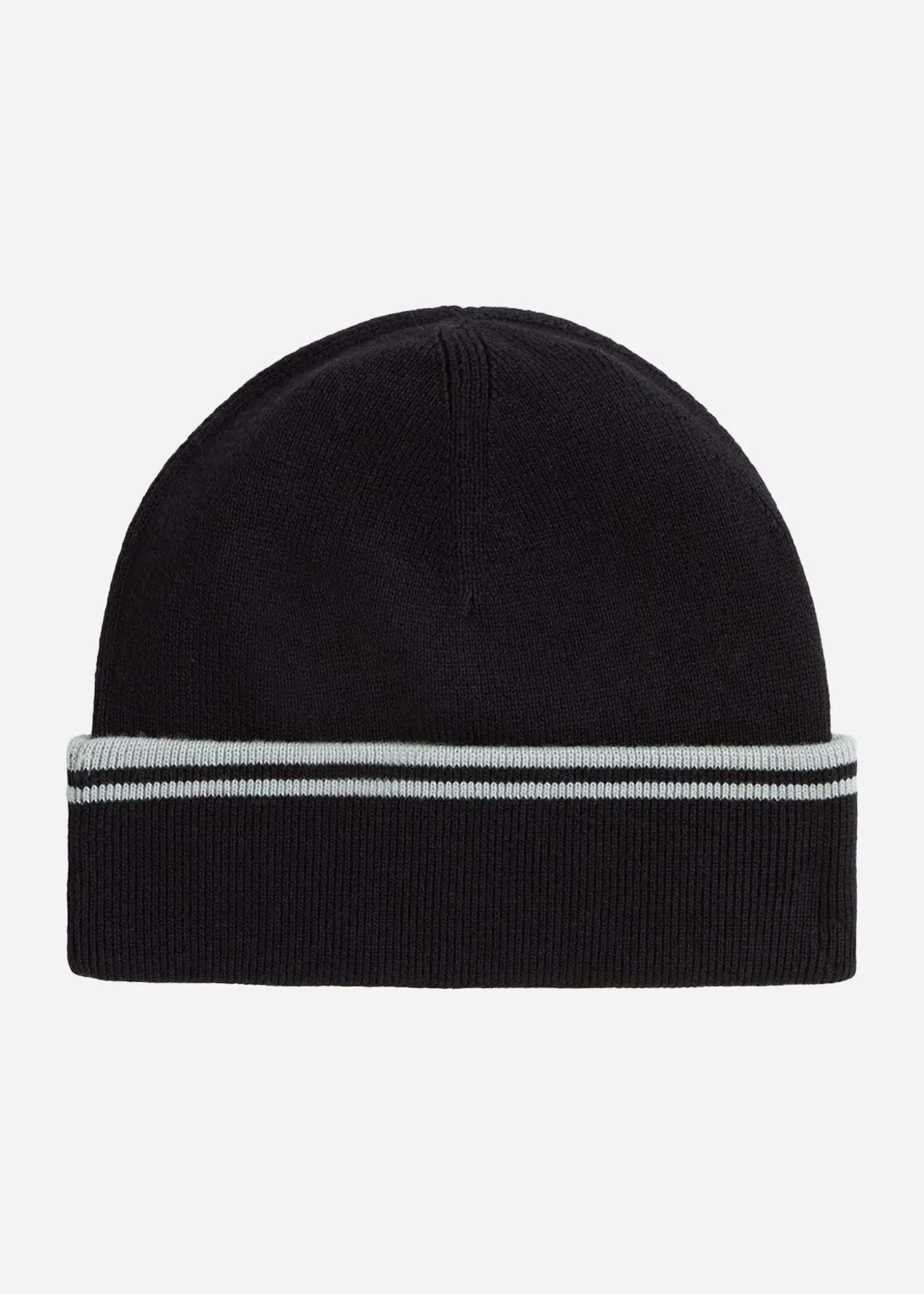 Twin tipped merino wool beanie - navy silver blue silver blue