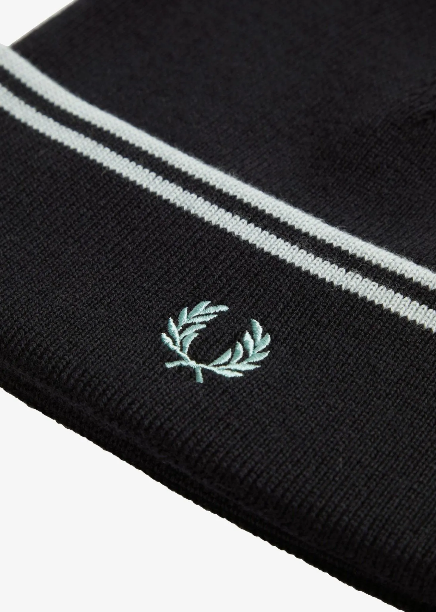 Twin tipped merino wool beanie - navy silver blue silver blue