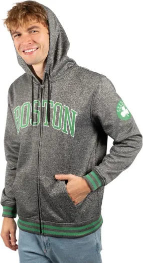 Ultra Game NBA Official Men’s MVP Super Soft Full Zip Hoodie Sweatshirt - Unisex, Boston Celtics, Heather Charcoal|Boston Celtics