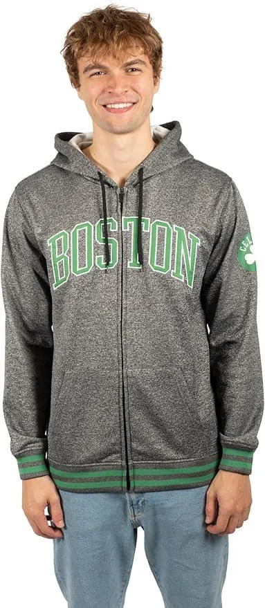 Ultra Game NBA Official Men’s MVP Super Soft Full Zip Hoodie Sweatshirt - Unisex, Boston Celtics, Heather Charcoal|Boston Celtics