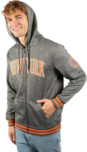 Ultra Game NBA Official Men’s MVP Super Soft Full Zip Hoodie Sweatshirt - Unisex, New York Knicks, Heather Charcoal|New York Knicks