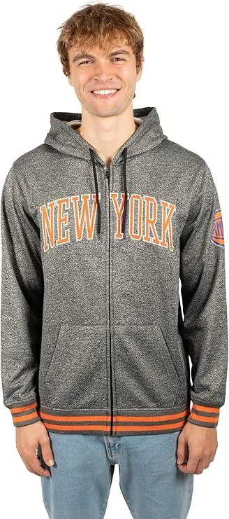 Ultra Game NBA Official Men’s MVP Super Soft Full Zip Hoodie Sweatshirt - Unisex, New York Knicks, Heather Charcoal|New York Knicks