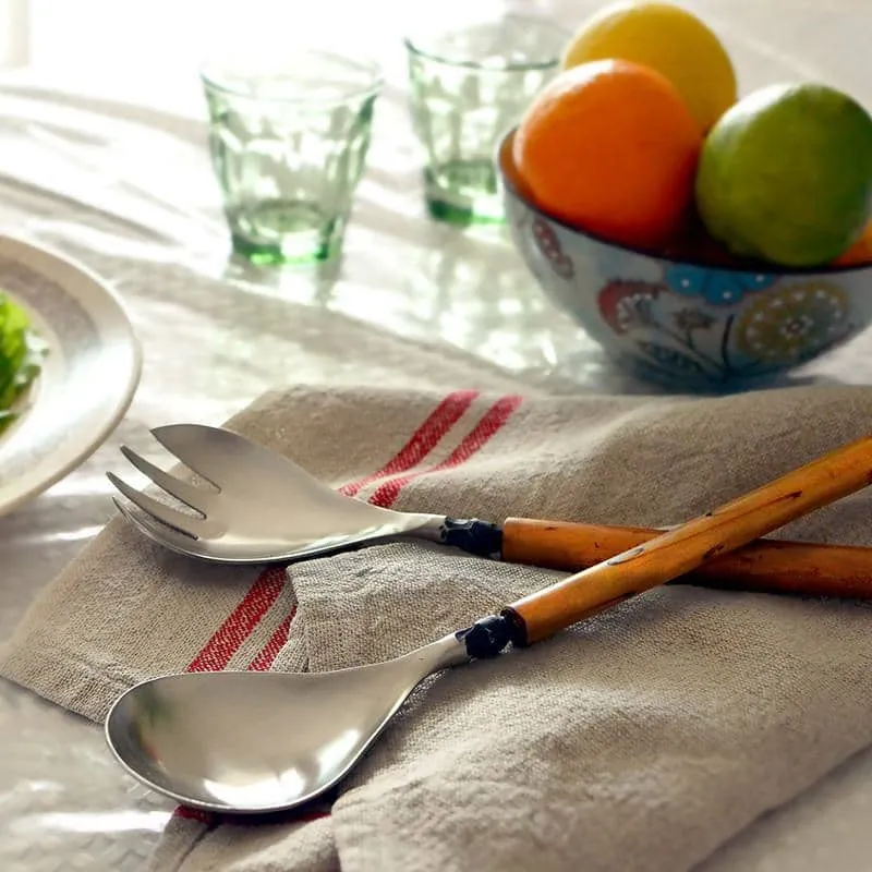 Vintage Linen Napkins Natural & Red, Set of 4