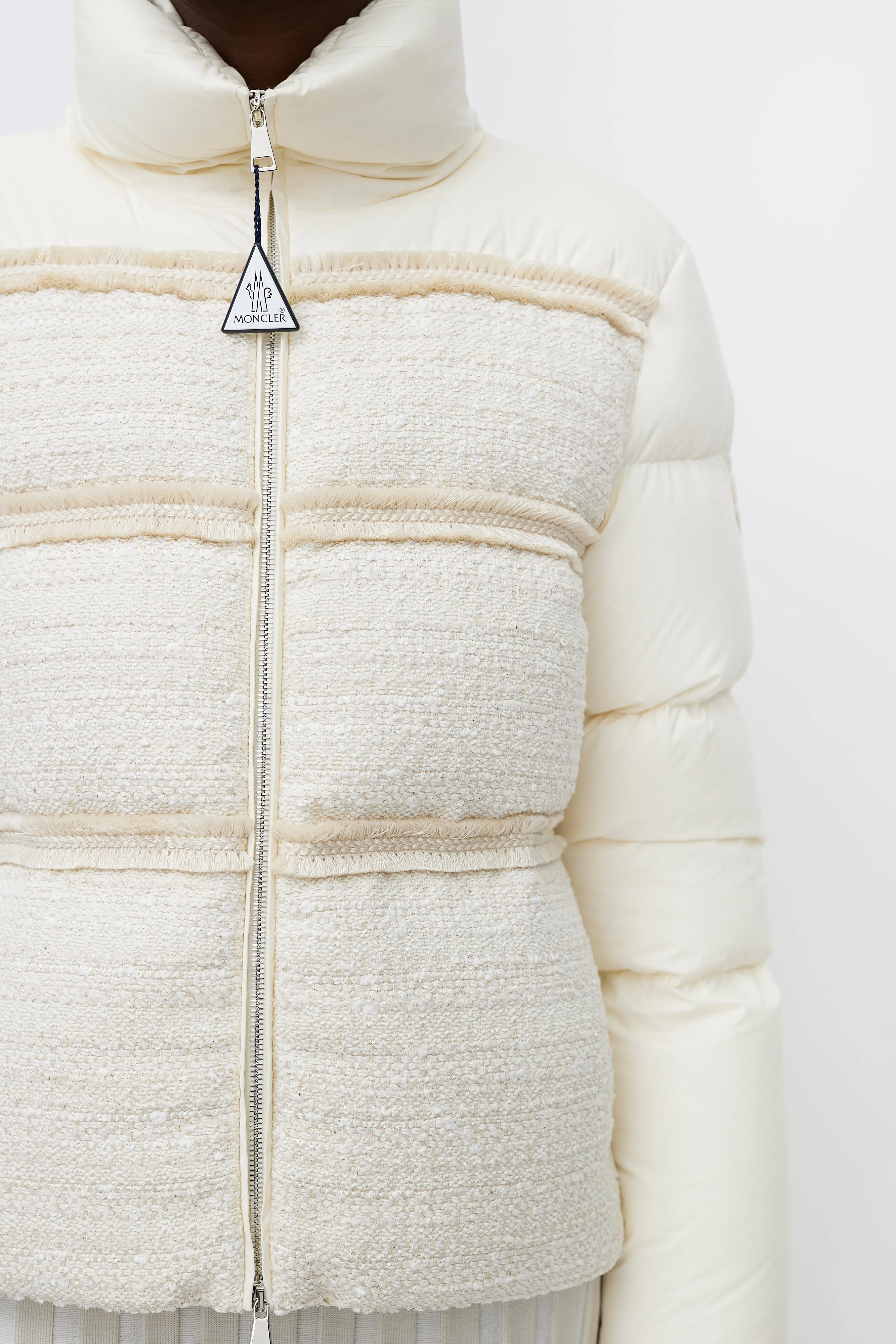 White Aucun Woven Down Puffer Jacket
