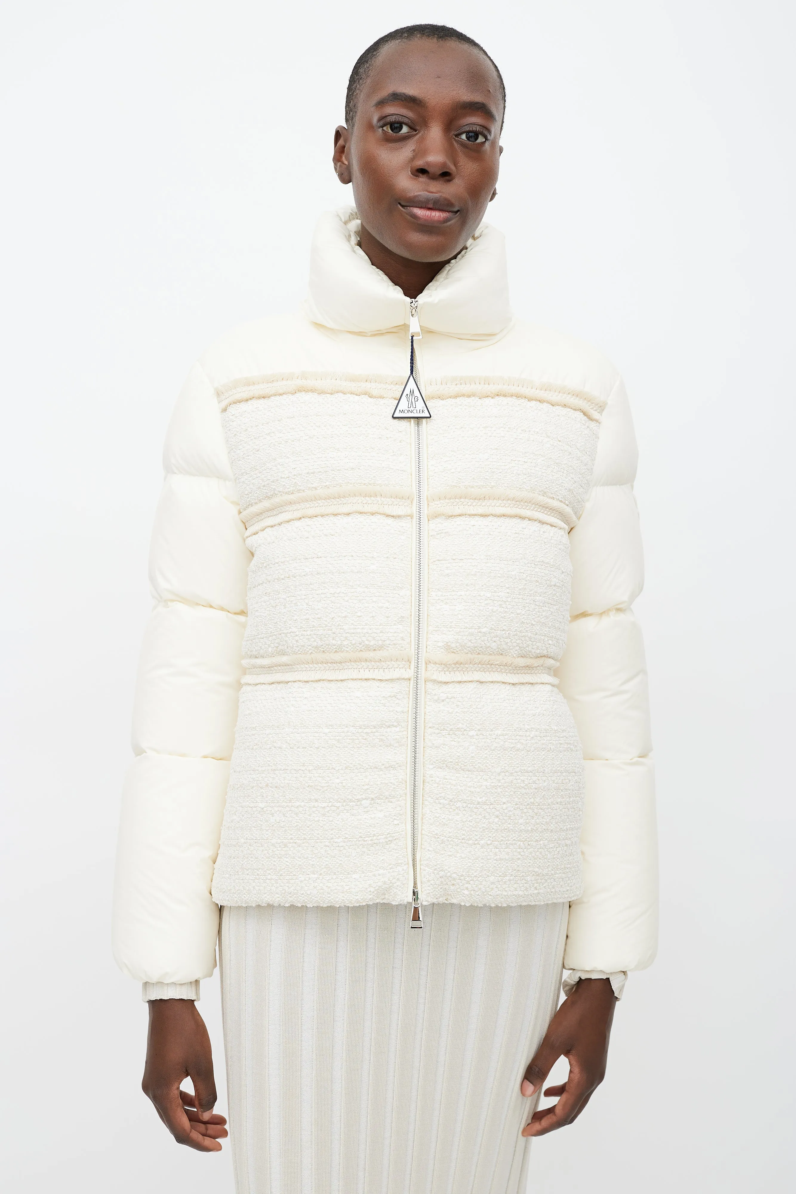 White Aucun Woven Down Puffer Jacket
