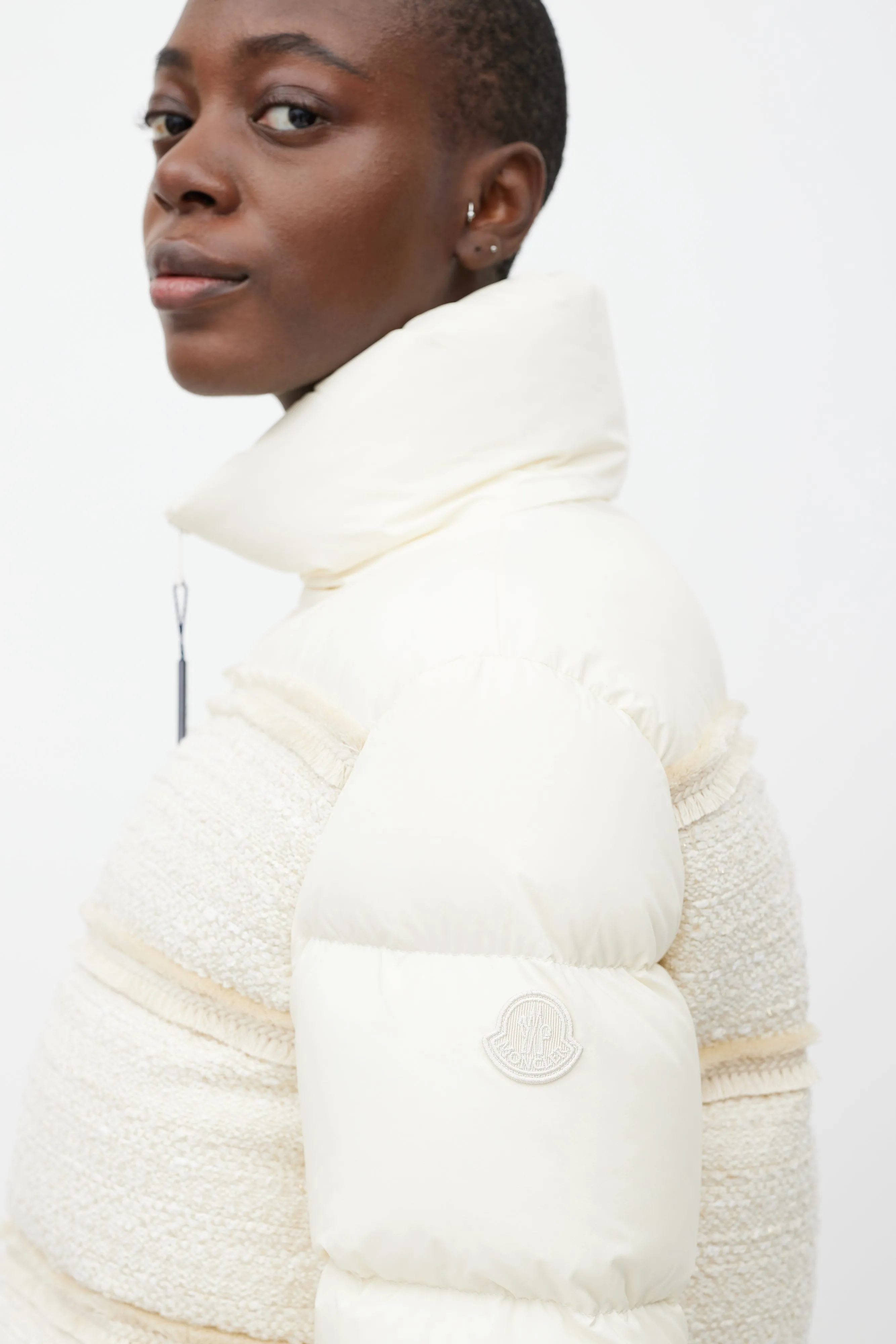 White Aucun Woven Down Puffer Jacket