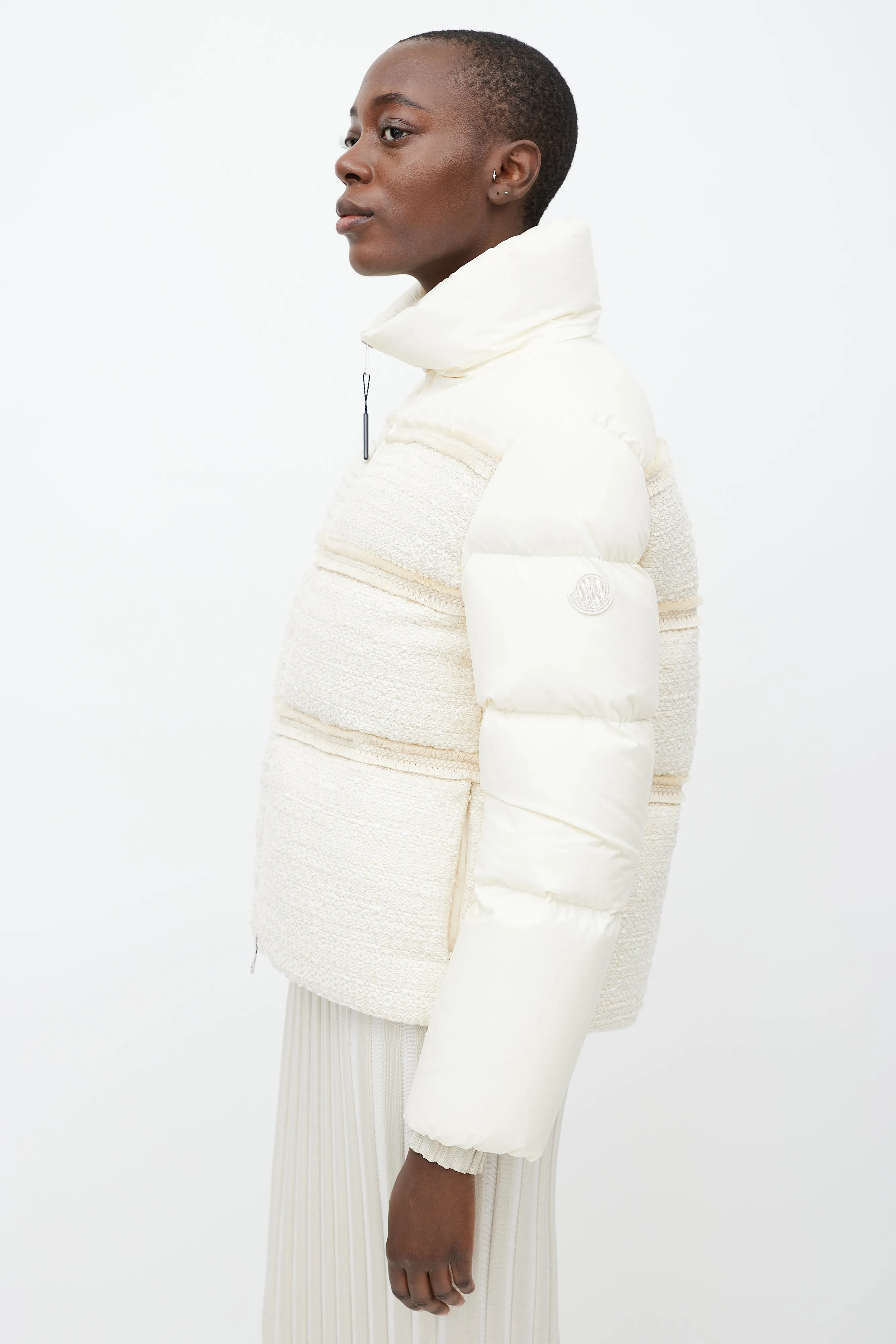 White Aucun Woven Down Puffer Jacket