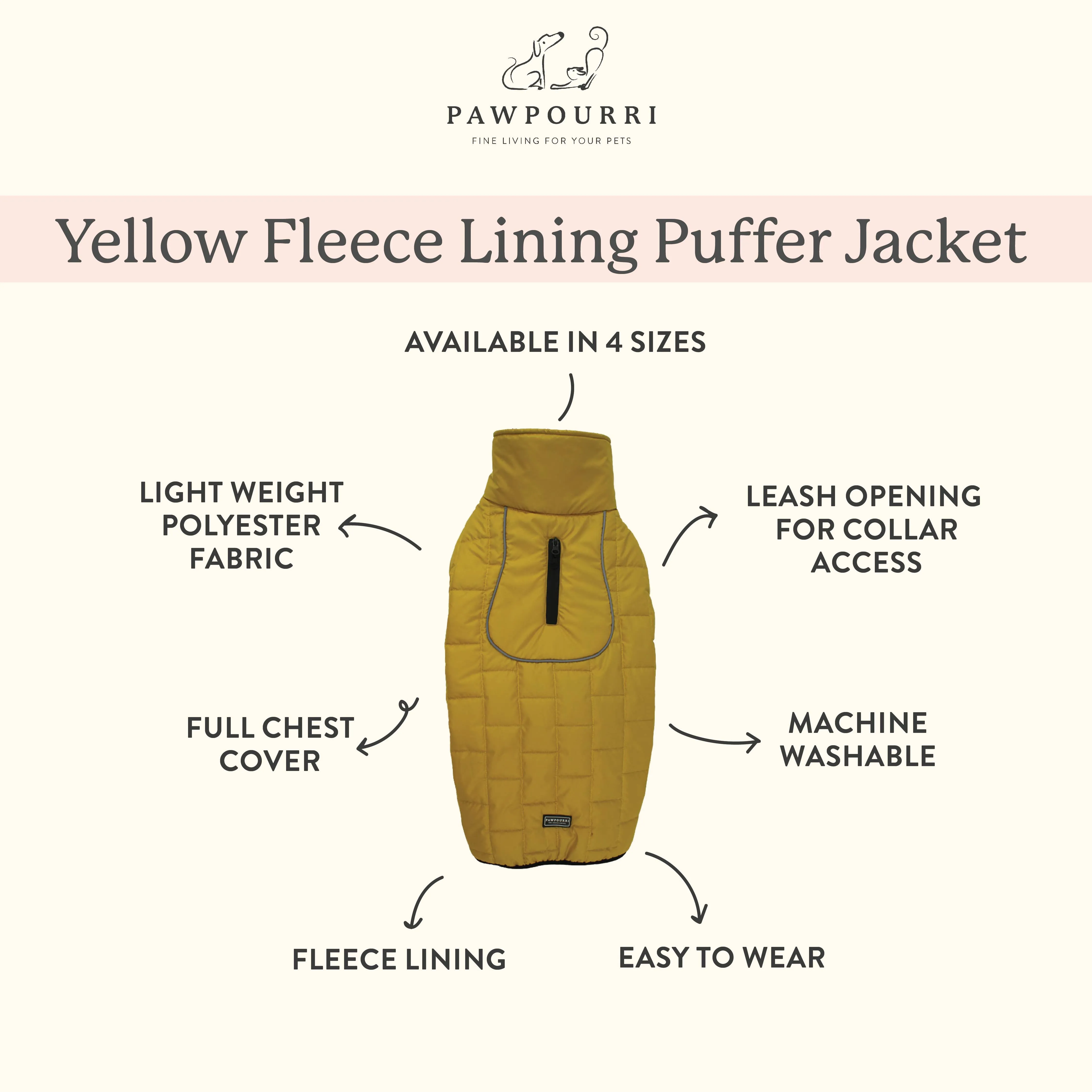 Yellow Fleece Lining Puffer Jacket