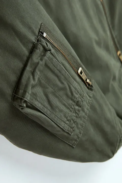Zippered Sleeve Classic Bomber Jacket