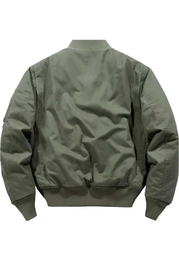 Zippered Sleeve Classic Bomber Jacket