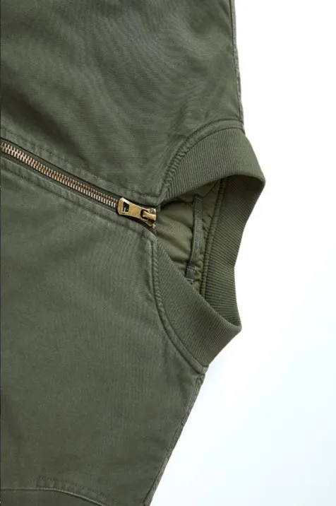 Zippered Sleeve Classic Bomber Jacket